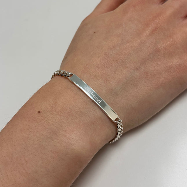 Personalised Child's Sterling Silver Chain and Link Bracelet