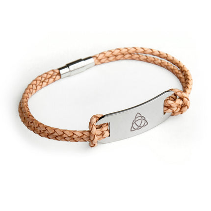 Personalised Men's Celtic Trinity Statement Leather Bracelet