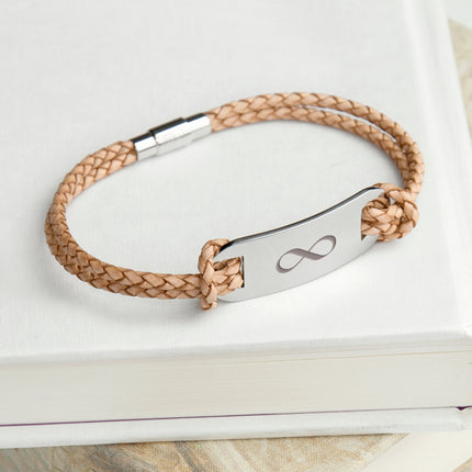 Personalised Men's Infinity Statement Leather Bracelet