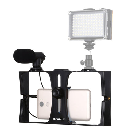 PULUZ 2 in 1 Live Broadcast Smartphone Video Rig + Microphone Kits for iPhone, Galaxy, Huawei, Xiaomi, HTC, LG, Google, and Other Smartphones, Vlogging Rig+Mic