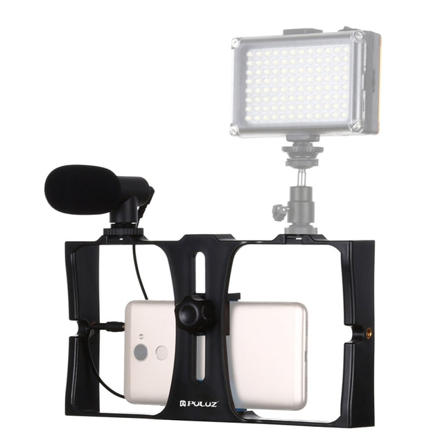 PULUZ 2 in 1 Live Broadcast Smartphone Video Rig + Microphone Kits for iPhone, Galaxy, Huawei, Xiaomi, HTC, LG, Google, and Other Smartphones, Vlogging Rig+Mic