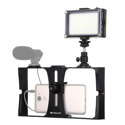 PULUZ 2 in 1 Vlogging Live Broadcast LED Selfie Light Smartphone Video Rig Kits with Cold Shoe Tripod Head for iPhone, Galaxy, Huawei, Xiaomi, HTC, LG, Google, and Other Smartphones, Vlogging Rig+Light