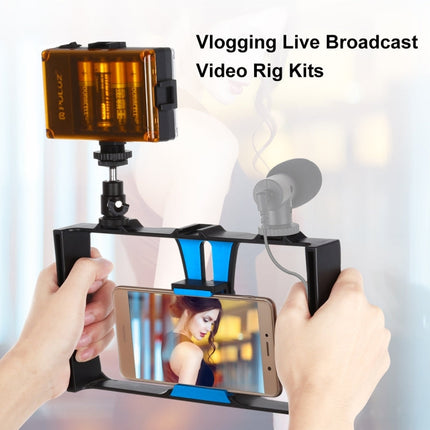 PULUZ 2 in 1 Vlogging Live Broadcast LED Selfie Light Smartphone Video Rig Kits with Cold Shoe Tripod Head for iPhone, Galaxy, Huawei, Xiaomi, HTC, LG, Google, and Other Smartphones