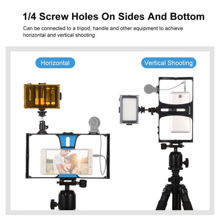 PULUZ 2 in 1 Vlogging Live Broadcast LED Selfie Light Smartphone Video Rig Kits with Cold Shoe Tripod Head for iPhone, Galaxy, Huawei, Xiaomi, HTC, LG, Google, and Other Smartphones