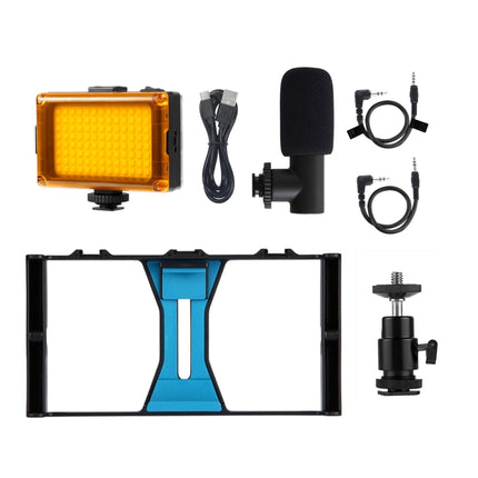 PULUZ 3 in 1 Vlogging Live Broadcast LED Selfie Light Smartphone Video Rig Kits with Microphone + Cold Shoe Tripod Head for iPhone, Galaxy, Huawei, Xiaomi, HTC, LG, Google, and Other Smartphones, 3-in-1, 3-in-1(Red)