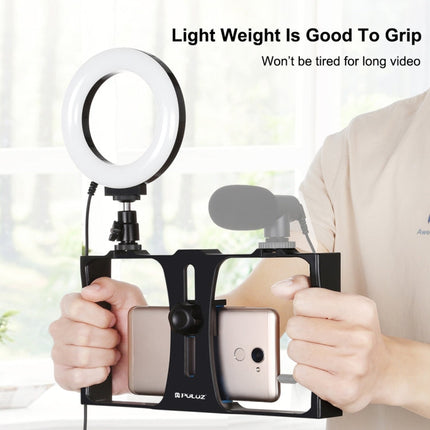 PULUZ 2 in 1 Vlogging Live Broadcast Smartphone Video Rig + 4.7 inch 12cm Ring LED Selfie Light Kits with Cold Shoe Tripod Head for iPhone, Galaxy, Huawei, Xiaomi, HTC, LG, Google, and Other Smartphones, 2 in 1 Ring LED