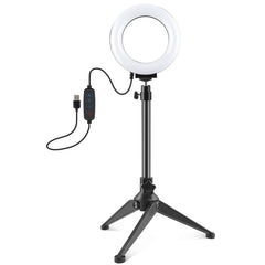 PULUZ 4.7 inch 12cm USB 3 Modes Dimmable LED Ring Vlogging Photography Video Lights + Desktop Tripod Holder with Cold Shoe Tripod Ball Head