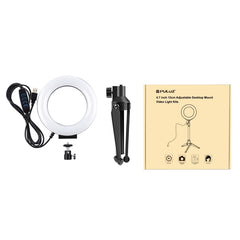 PULUZ 4.7 inch 12cm USB 3 Modes Dimmable LED Ring Vlogging Photography Video Lights + Desktop Tripod Holder with Cold Shoe Tripod Ball Head