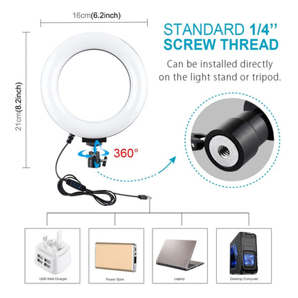 PULUZ 1.1m Tripod Mount + Live Broadcast Dual Phone Bracket + 6.2 inch 16cm LED Ring Vlogging Video Light Kits, 3 in 1 Live Broadcast Kits