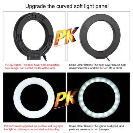 PULUZ 1.1m Tripod Mount + Live Broadcast Dual Phone Bracket + 6.2 inch 16cm LED Ring Vlogging Video Light Kits, 3 in 1 Live Broadcast Kits
