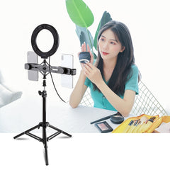 PULUZ 70cm Tripod Mount +  Live Broadcast Dual Phone Bracket + 6.2 inch 16cm LED Ring Vlogging Video Light Kits