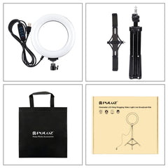 PULUZ 70cm Tripod Mount +  Live Broadcast Dual Phone Bracket + 6.2 inch 16cm LED Ring Vlogging Video Light Kits