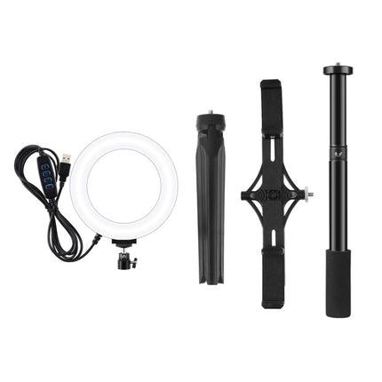 PULUZ Tripod Mount +  Extension Rod + Live Broadcast Dual Phone Bracket + 6.2 inch 16cm LED Ring Vlogging Video Light Kits, 4 in 1 Live Broadcast Kits