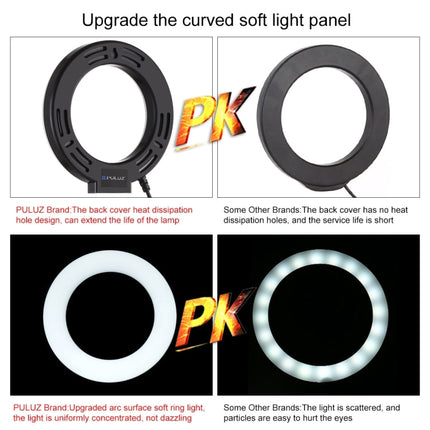 PULUZ Tripod Mount +  Extension Rod + Live Broadcast Dual Phone Bracket + 6.2 inch 16cm LED Ring Vlogging Video Light Kits, 4 in 1 Live Broadcast Kits