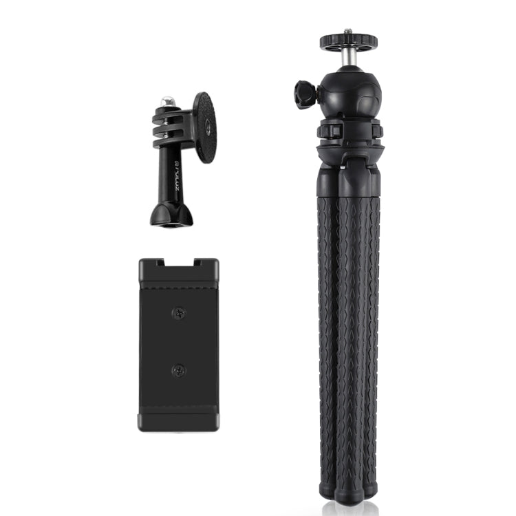 PULUZ Mini Octopus Flexible Tripod Holder with Ball Head & Phone Clamp + Tripod Mount Adapter & Long Screw for SLR Cameras, GoPro, Cellphone, Size: 30cmx5cm, 30cm Tripod + Phone Clamp