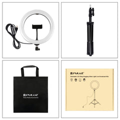 PULUZ 1.1m Tripod Mount + 10.2 inch 26cm RGBW LED Ring Vlogging Video Light  Live Broadcast Kits with Cold Shoe Tripod Ball Head & Phone Clamp