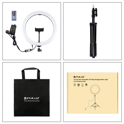 PULUZ 11.8 inch 30cm RGB Light 1.1m Tripod Mount Dimmable LED Ring Vlogging Selfie Photography Video Lights Live Broadcast Kits with Cold Shoe Tripod Ball Head & Phone Clamp, 11.8 inch RGB+Tripod(AU)
