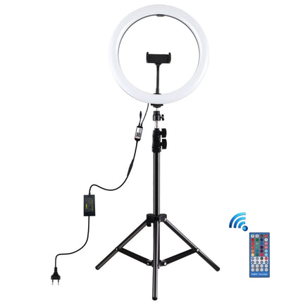 PULUZ 11.8 inch 30cm RGB Light 1.1m Tripod Mount Dimmable LED Ring Vlogging Selfie Photography Video Lights Live Broadcast Kits with Cold Shoe Tripod Ball Head & Phone Clamp, 12 inch RGB+Tripod(EU)