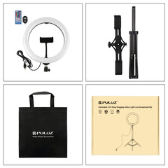 PULUZ 10.2 inch 26cm RGBW Light + 1.65m Tripod Mount + Dual Phone Bracket Curved Surface USB RGBW Dimmable LED Ring Selfie Beauty Vlogging Video Light Live Broadcast Kits with Cold Shoe Tripod Ball Head & Phone Clamp & Remote Control�������������������...
