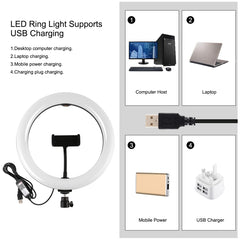 PULUZ 10.2 inch 26cm RGBW Light + 1.65m Tripod Mount + Dual Phone Bracket Curved Surface USB RGBW Dimmable LED Ring Selfie Beauty Vlogging Video Light Live Broadcast Kits with Cold Shoe Tripod Ball Head & Phone Clamp & Remote Control�������������������...