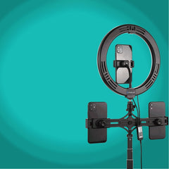 PULUZ 10.2 inch 26cm RGBW Light + 1.65m Tripod Mount + Dual Phone Bracket Curved Surface USB RGBW Dimmable LED Ring Selfie Beauty Vlogging Video Light Live Broadcast Kits with Cold Shoe Tripod Ball Head & Phone Clamp & Remote Control�������������������...