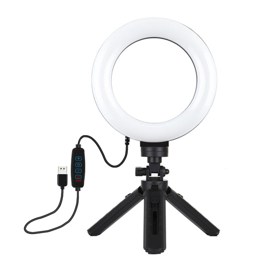 PULUZ 6.2 inch 16cm USB 3 Modes Dimmable LED Ring Vlogging Photography Video Lights + Pocket Tripod Mount Kit with Cold Shoe Tripod Ball Head