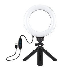 PULUZ 6.2 inch 16cm USB 3 Modes Dimmable LED Ring Vlogging Photography Video Lights + Pocket Tripod Mount Kit with Cold Shoe Tripod Ball Head