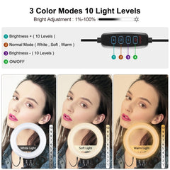 PULUZ 6.2 inch 16cm USB 3 Modes Dimmable LED Ring Vlogging Photography Video Lights + Pocket Tripod Mount Kit with Cold Shoe Tripod Ball Head