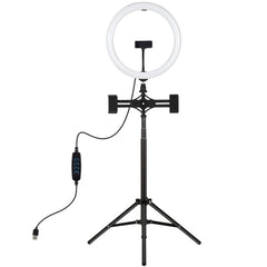 PULUZ 11.8 inch 30cm Light + 1.65m Tripod + Dual Phone Bracket Curved Surface USB 3 Modes Dimmable Dual Color Temperature LED Ring Vlogging Video Light  Live Broadcast Kits with Phone Clamp