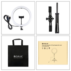 PULUZ 11.8 inch 30cm Light + 1.65m Tripod + Dual Phone Bracket Curved Surface USB 3 Modes Dimmable Dual Color Temperature LED Ring Vlogging Video Light  Live Broadcast Kits with Phone Clamp