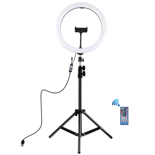 PULUZ 11.8 inch 30cm RGBW Light + 1.1m Tripod Mount Curved Surface Dimmable LED Dual Color Temperature LED Ring Selfie Vlogging Video Light  Live Broadcast Kits with Cold Shoe Tripod Ball Head & Phone Clamp & Remote Control, 11.8 inch RGB+1.1m Tripod