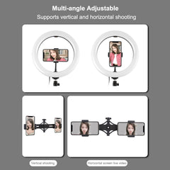 PULUZ 10.2 inch 26cm Light + 1.1m Tripod Mount + Dual Phone Brackets USB 3 Modes Dimmable Dual Color Temperature LED Curved Diffuse Light Ring Vlogging Selfie Photography Video Lights with Phone Clamp & Selfie Remote Control����������������������������...
