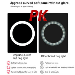 PULUZ 10.2 inch 26cm Light + 1.1m Tripod Mount + Dual Phone Brackets USB 3 Modes Dimmable Dual Color Temperature LED Curved Diffuse Light Ring Vlogging Selfie Photography Video Lights with Phone Clamp & Selfie Remote Control����������������������������...