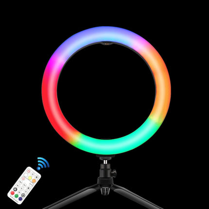 PULUZ 10.2 inch 26cm Marquee LED RGBWW Selfie Beauty Light + Desktop Tripod Mount 168 LED Dual-color Temperature Dimmable Ring Vlogging Photography Video Lights with Cold Shoe Tripod Ball Head & Remote Control & Phone Clamp, 10.2 inch RGBWW+Desktop Mount
