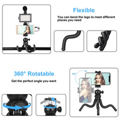 PULUZ  4 in 1 Vlogging Live Mini Octopus Bracket Kit + Studio Light + Microphone + Phone Clamp Kits, 4 in 1 Tripod