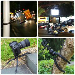 PULUZ  4 in 1 Vlogging Live Mini Octopus Bracket Kit + Studio Light + Microphone + Phone Clamp Kits, 4 in 1 Tripod