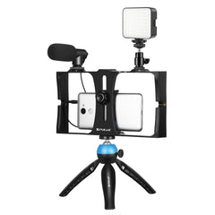 PULUZ 4 in 1 Vlogging Live Broadcast LED Selfie Fill Light Smartphone Video Rig Kits with Microphone + Tripod Mount + Cold Shoe Tripod Head for iPhone, Galaxy, Huawei, Xiaomi, HTC, LG, Google, and Other Smartphones, 4 in 1 Fill Light Rig Kit