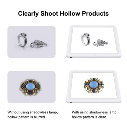 PULUZ 25cm Folding Portable High CRI Ring LED Photo Lighting Studio Tent Box + Shadowless Light Lamp Panel Pad with 12 Colors Backdrops, Size: 25cm x 25cm x 25cm, 25cm High CRI Box + Shadowless Light