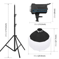 PULUZ 220V 150W 3200K-5600K Studio Video Light + 2.8m Light Holder + 65cm Foldable Lantern Softbox Photography Kit, 150W 3200-5600K Light Kit US Plug, 150W 3200-5600K Light Kit UK Plug, 150W 3200-5600K Light Kit EU Plug, 150W 3200-5600K Light Kit AU Plug