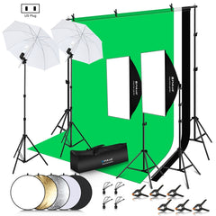 PULUZ LED Light Studio Softbox Photography Kit with Background & Reflective & Tripod Mount & Sandbags, Photography Light  Kit, EU Plug, Photography Light  Kit, US Plug