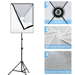 PULUZ Softbox Lighting Kit 2 PCS 50x70cm Professional Photo Studio Photography Light Equipment with 2 x E27 Socket Bulb Photography Lighting Kit, 2 PCS Single Bulb EU Plug, 2 PCS Single Bulb US Plug