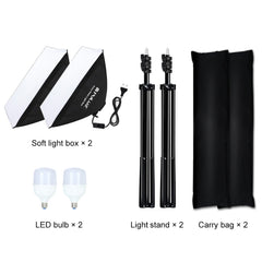 PULUZ Softbox Lighting Kit 2 PCS 50x70cm Professional Photo Studio Photography Light Equipment with 2 x E27 Socket Bulb Photography Lighting Kit, 2 PCS Single Bulb EU Plug, 2 PCS Single Bulb US Plug