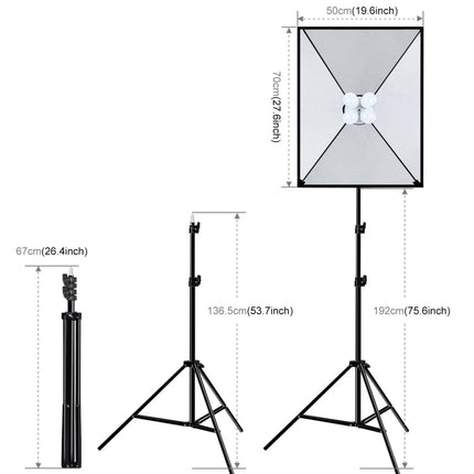 PULUZ Softbox Lighting Kit 2 PCS 50x70cm Professional Photo Studio Photography Light Equipment with 8 x E27 20W E27 Socket Bulb Photography Lighting Kit for Filming Portrait Shooting / Fashion Advertising Photography, 2 PCS 4 x Bulb Kit EU Plug        ...