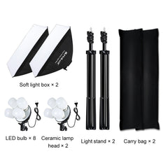 PULUZ Softbox Lighting Kit 2 PCS 50x70cm Professional Photo Studio Photography Light Equipment with 8 x E27 20W E27 Socket Bulb Photography Lighting Kit for Filming Portrait Shooting / Fashion Advertising Photography, 2 PCS 4 x Bulb Kit EU Plug