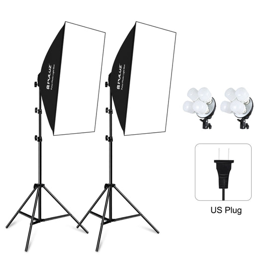 PULUZ Softbox Lighting Kit 2 PCS 50x70cm Professional Photo Studio Photography Light Equipment with 8 x E27 20W E27 Socket Bulb Photography Lighting Kit for Filming Portrait Shooting / Fashion Advertising Photography