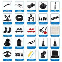 PULUZ 50 in 1 Accessories Total Ultimate Combo Kits with EVA Case (Chest Strap + Suction Cup Mount + 3-Way Pivot Arms + J-Hook Buckle + Wrist Strap + Helmet Strap + Extendable Monopod + Surface Mounts + Tripod Adapters + Storage Bag + Handlebar Mount) ...