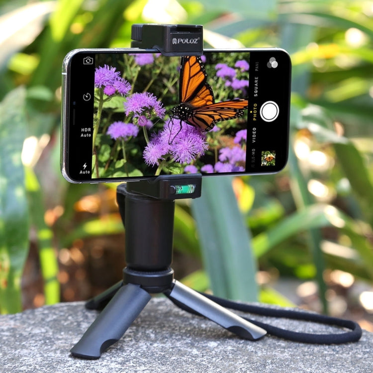 PULUZ Folding Plastic Tripod + Vlogging Live Broadcast Handheld Grip ABS Mount with Cold Shoe & Wrist Strap for iPhone, Galaxy, Huawei, Xiaomi, Sony, HTC, Google and other Smartphones, Tripod+Handheld Grip