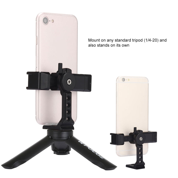 PULUZ Folding Plastic Tripod + Horizontal / Vertical Shooting Metal Clamp with Cold Shoe for iPhone, Galaxy, Huawei, Xiaomi, Sony, HTC, Google and other Smartphones, Tripod+Clamp 4