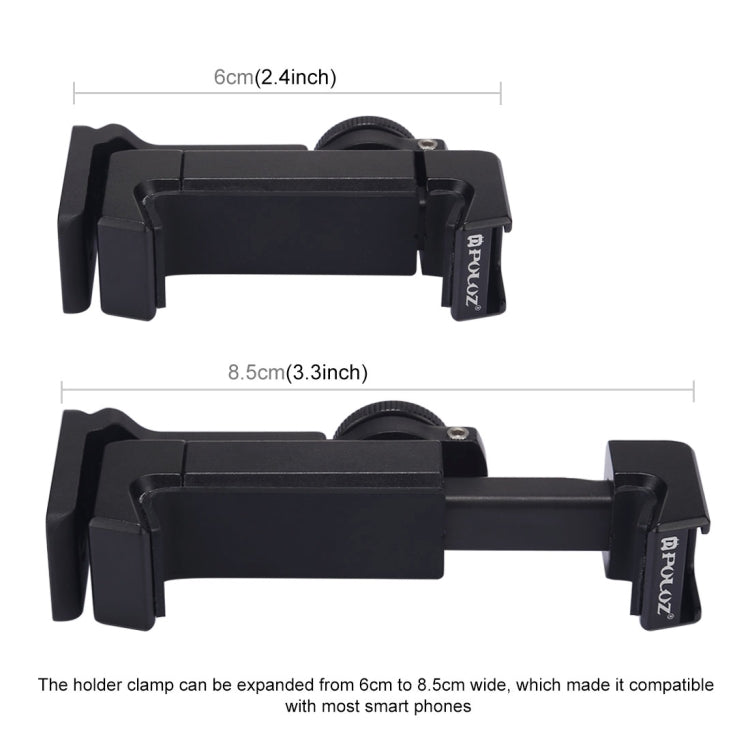 PULUZ Folding Plastic Tripod + Horizontal / Vertical Shooting Metal Clamp with Cold Shoe for iPhone, Galaxy, Huawei, Xiaomi, Sony, HTC, Google and other Smartphones, Tripod+Clamp 4