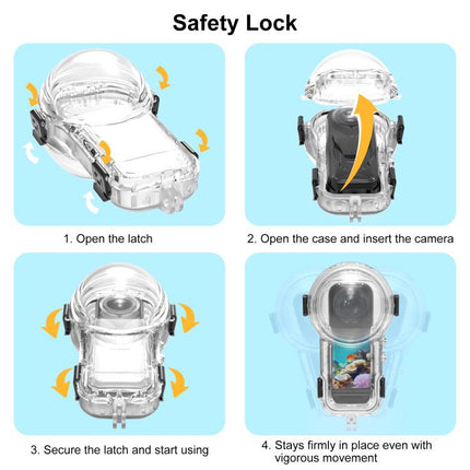 For Insta360 X5 PULUZ 60m Waterproof Sealed Diving Case with Silicone Lens Cover, Diving Case with Silicone Lens Cover